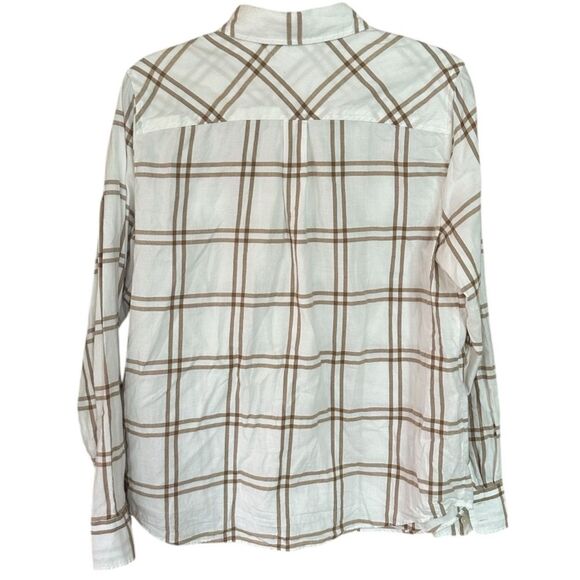 J. Crew Women’s Flannel Button Front Window Pane Cream Tan. Size Large - Picture 2 of 6